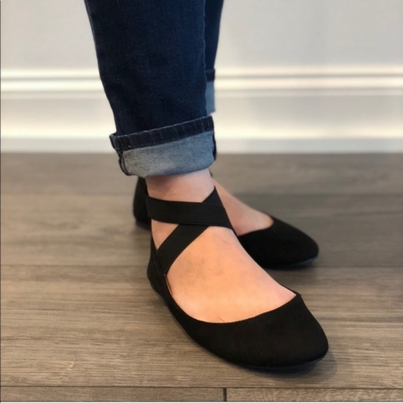 5⭐️Black elastic ankle strap ballet flat- Shoe - Picture 4 of 6